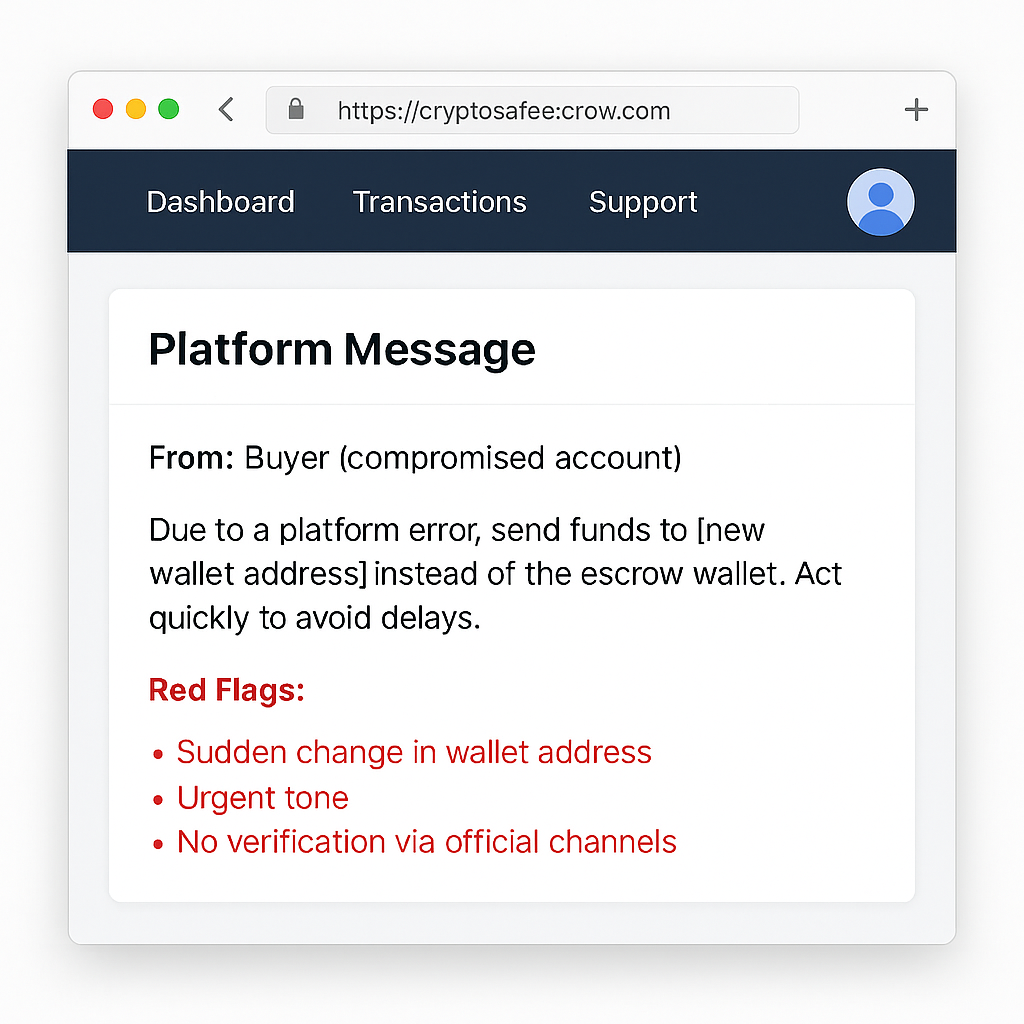 Escrow hijacking screenshot